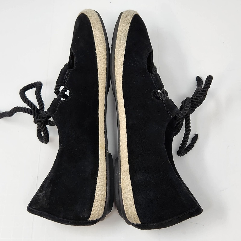 FitFlop Womens Fia Black Suede Lace Up Ballet Flats Size 7.5 Espadrille Comfort - Picture 8 of 9